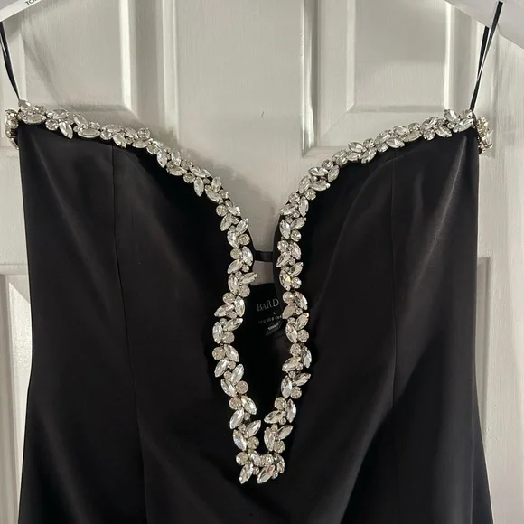 Bardot Black Strapless Dress with Embellished Neckline - Picture 2 of 3